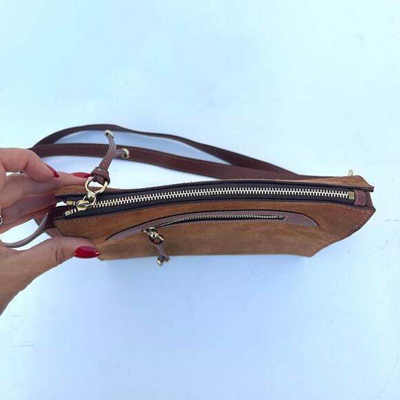 Kendall Conrad Crossbody Purse Camel Suede Quiet Luxury Minimalist Bag Tan - Picture 9 of 10